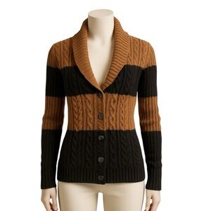 Vintage 1990 VAN HEUSEN polo striped chunky knit shawl collar cardigan large